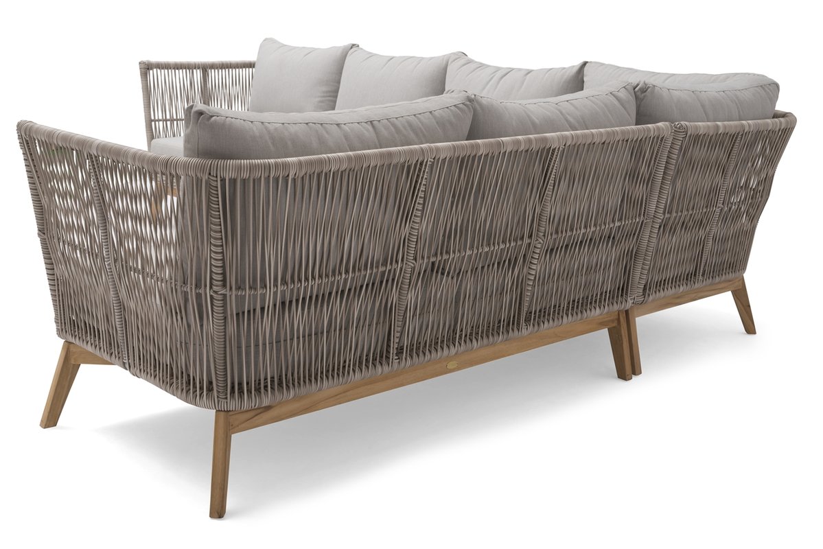 Himmelsnäs Ecksofa Teak/Polyrattan-Geflecht beige, inkl. Kissen