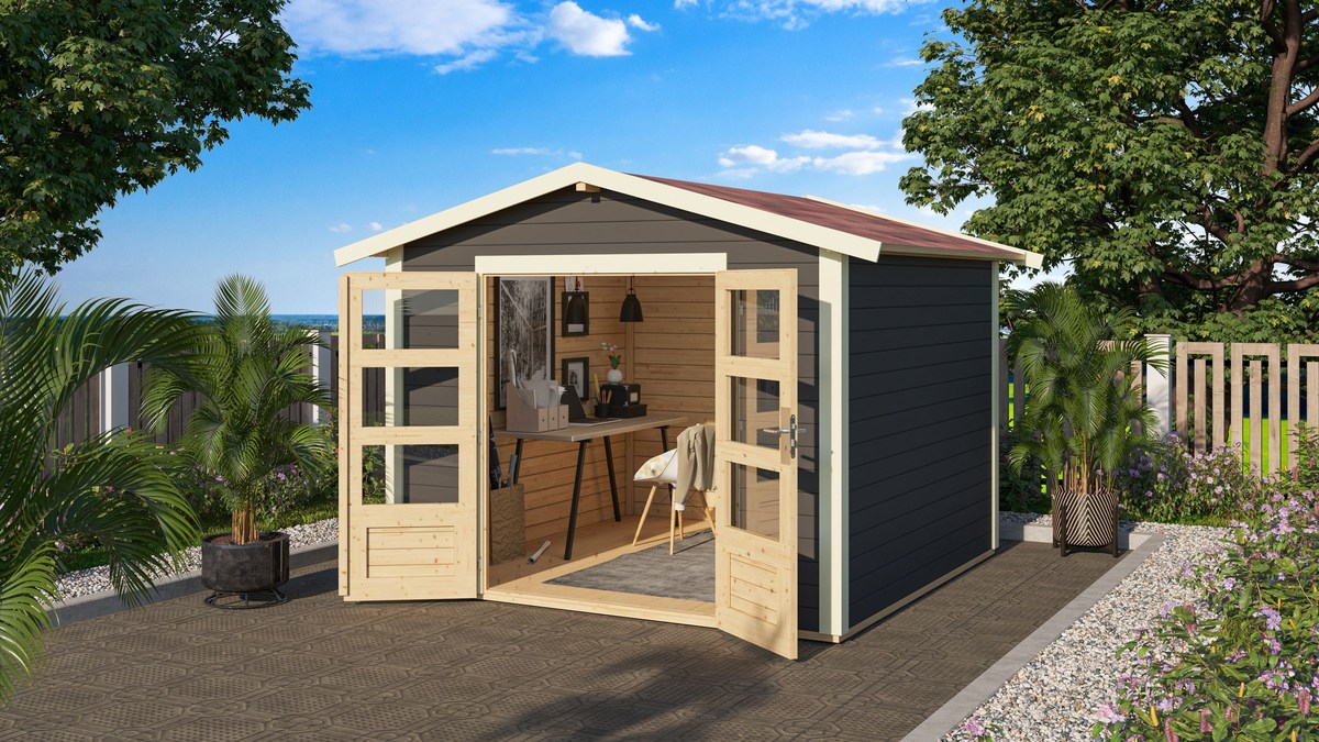 Gartenhaus Talkau 6 - 274x274 cm, 28 mm Holz terragrau, Karibu