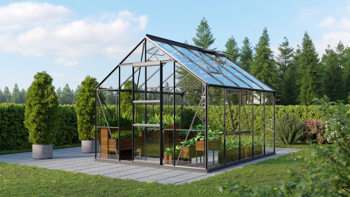 Vitavia Gewächshaus Meridian 1 8300 ESG3mm, schwarz