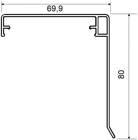 Klemmdeckel mit Wetterschenkel, pressblank - 2000 mm, für 60 mm Profile