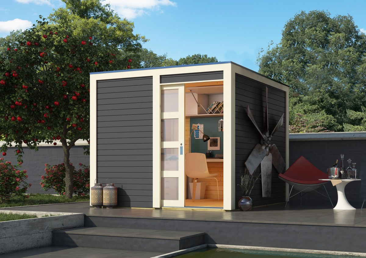 Gartenhaus Qubic 1 - 246x246 cm, 19 mm Holz terragrau, Karibu