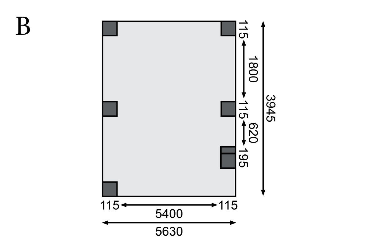 Doppelcarport CLASSIC 1 Variante B - 598x480 cm, kdi mit PVC-Dach