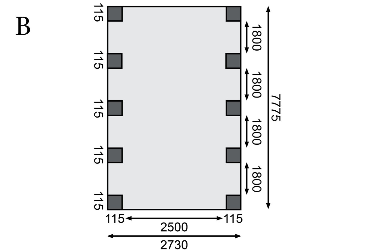 Einzelcarport CLASSIC 3 Variante A - 318x860 cm, kdi mit PVC-Dach