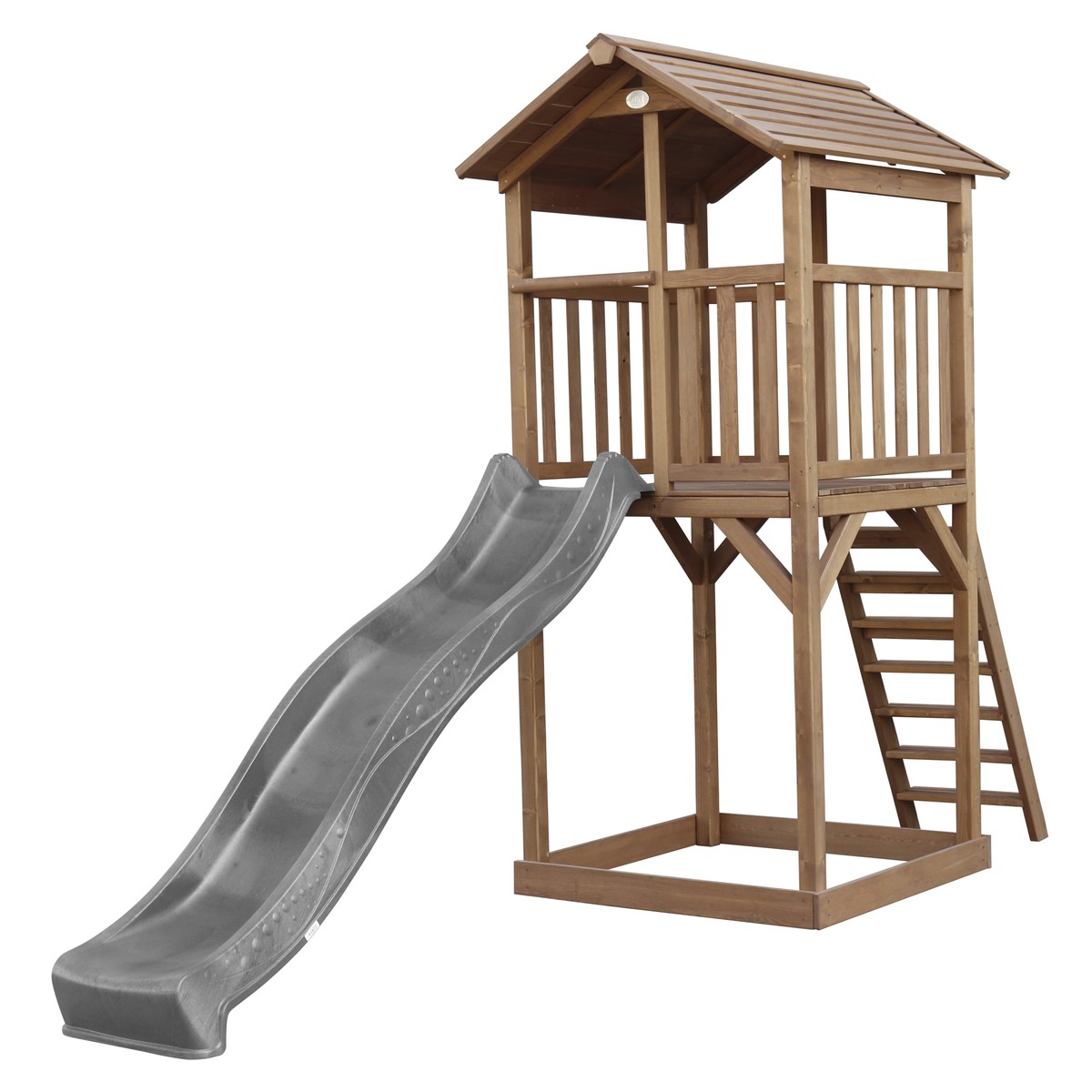 Spielturm Beach Tower Basic braun mit Rutsche grau