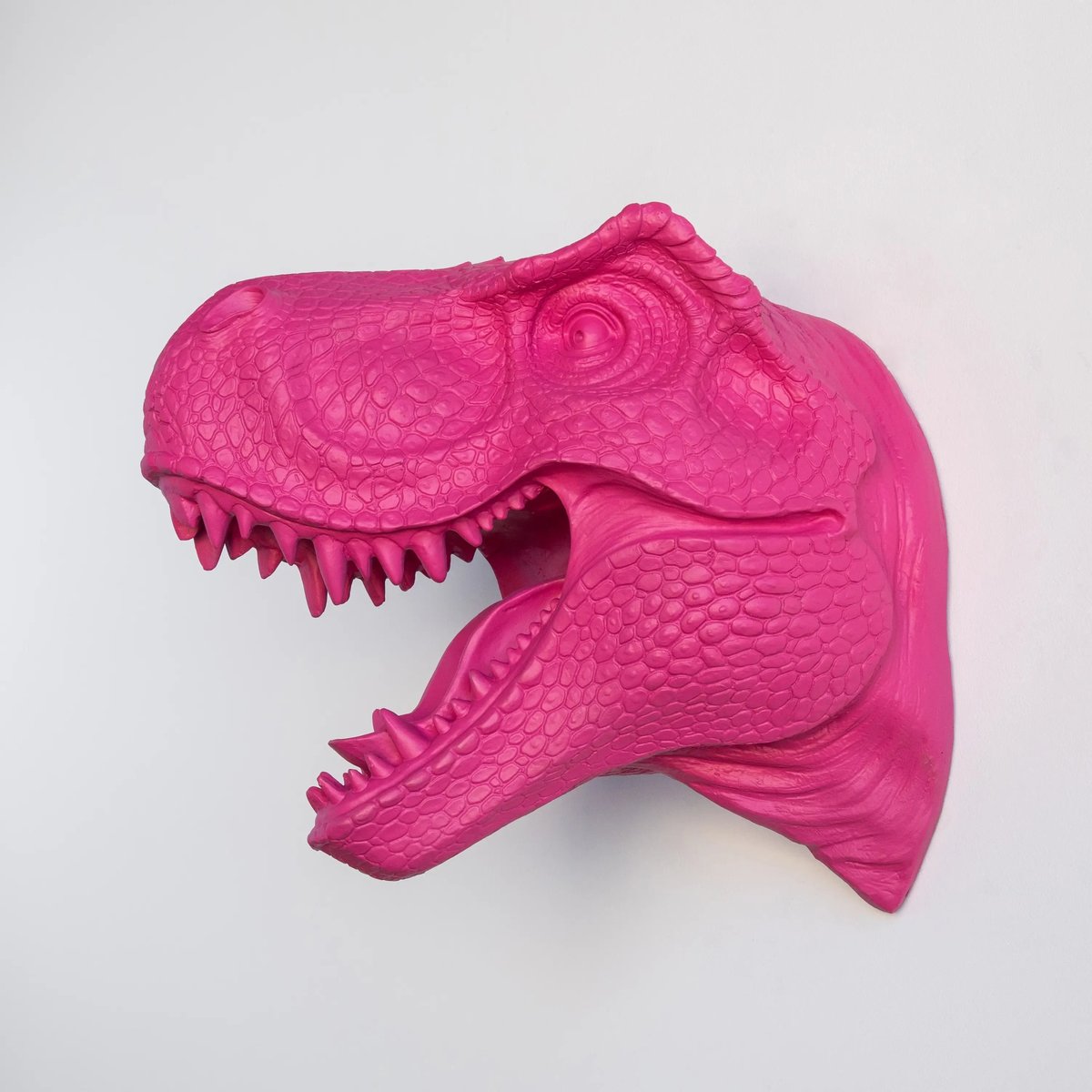 T-Rex Saurierkopf Wanddeko, Kunstharz pink