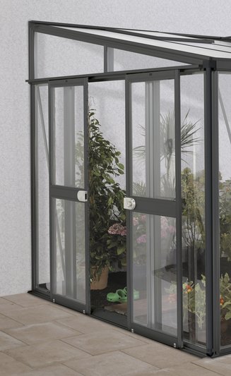 Zusätzliche Doppelschiebetür für Athena, verglast, schwarz