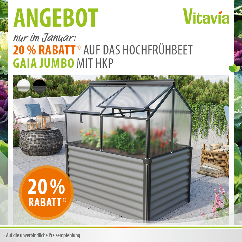 Hochbeet-Angebot Gaia Jumbo mit HKP, 20% unter UVP im Januar
