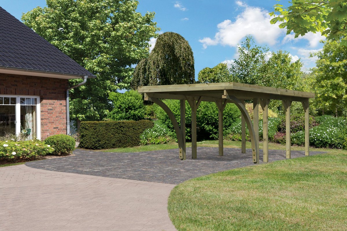Einzelcarport CLASSIC 2 Variante C - 318x670 cm, kdi mit Stahldach