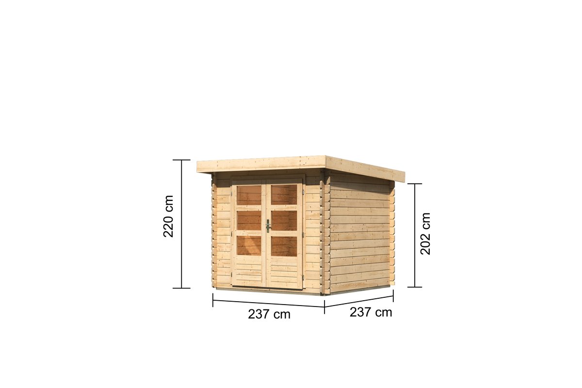 Gartenhaus Bastrup 2 - 237x237 cm, 28 mm Holz naturbelassen, Karibu