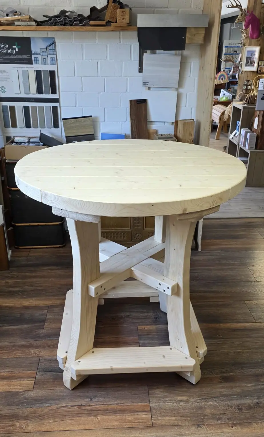 SAUERLAND Partytisch, DER stabile Stehtisch aus Fichtenholz natur, Ø 110 cm x H 107 cm