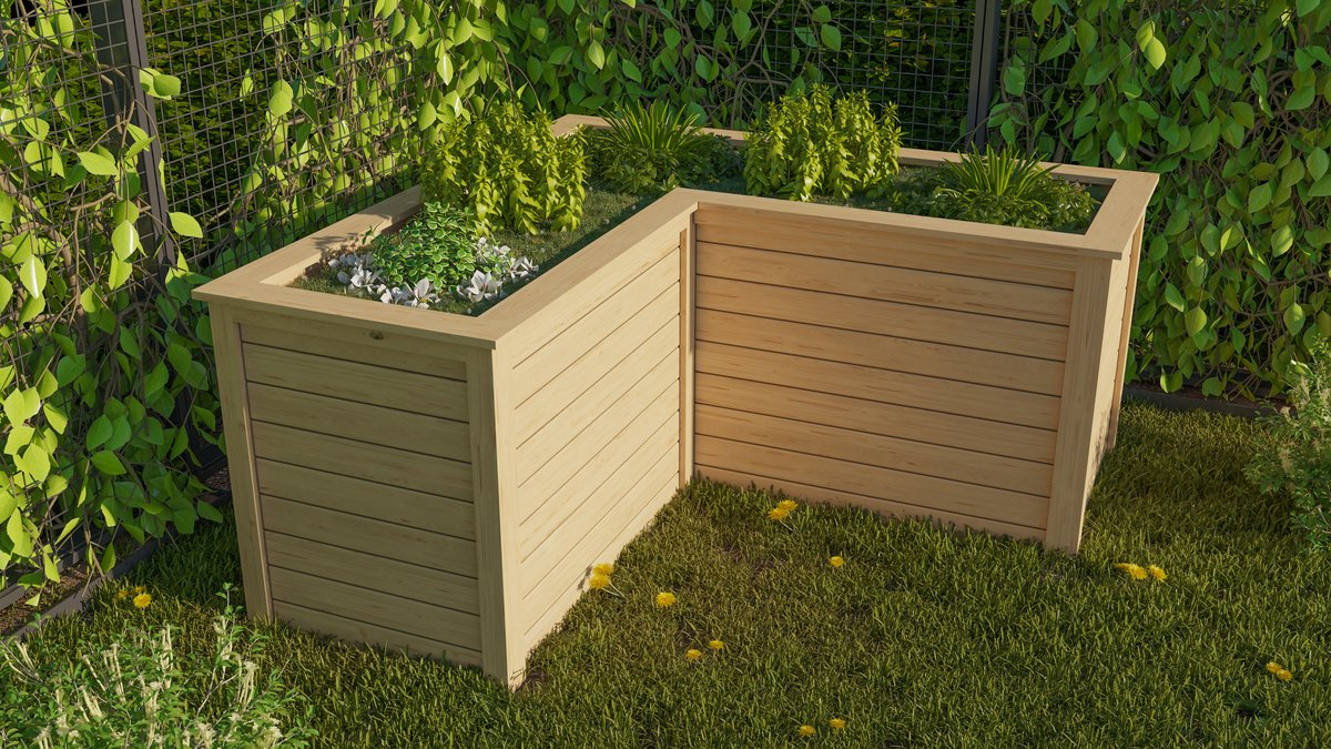 Hochbeet L-Form 163x163 cm, 19 mm Holz