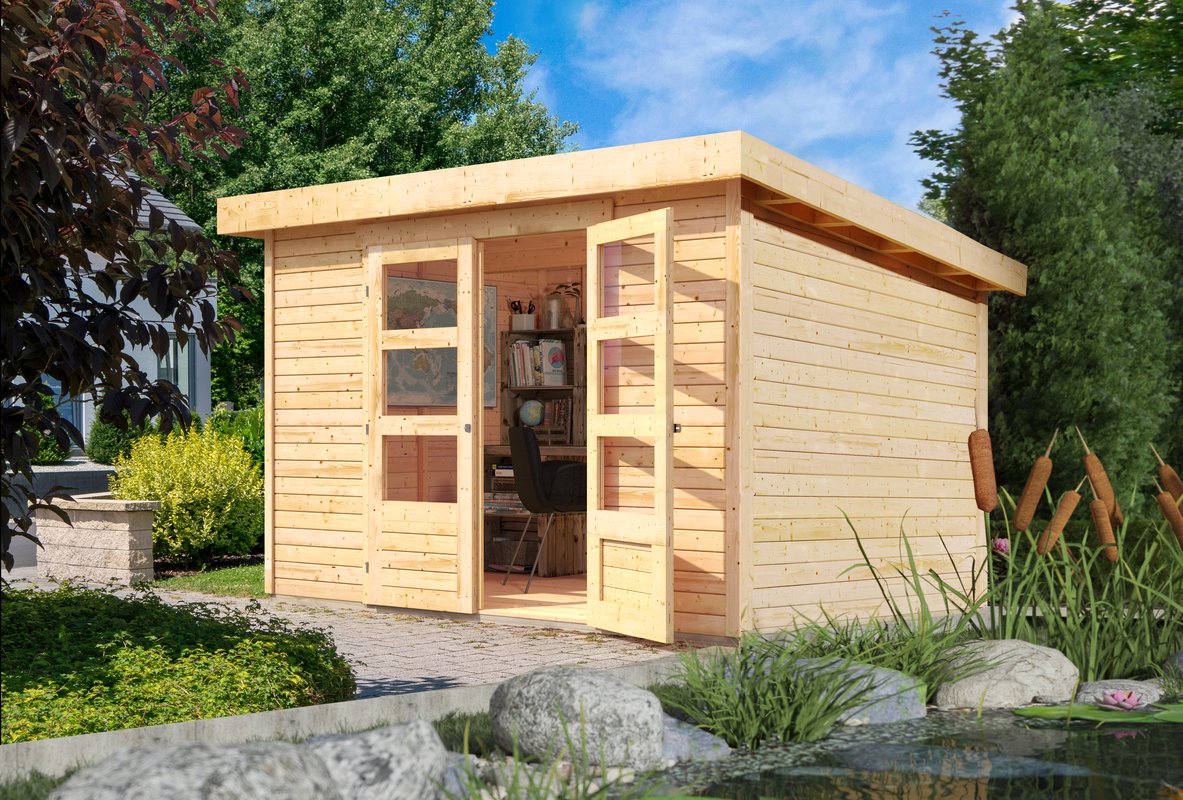 Gartenhaus Askola 5, 302 x 246 cm, 19 mm Holz naturbelassen, Karibu