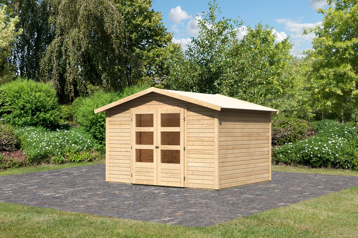 Gartenhaus Amberg 5 - 305x246 cm, 19 mm Holz naturbelassen, Karibu