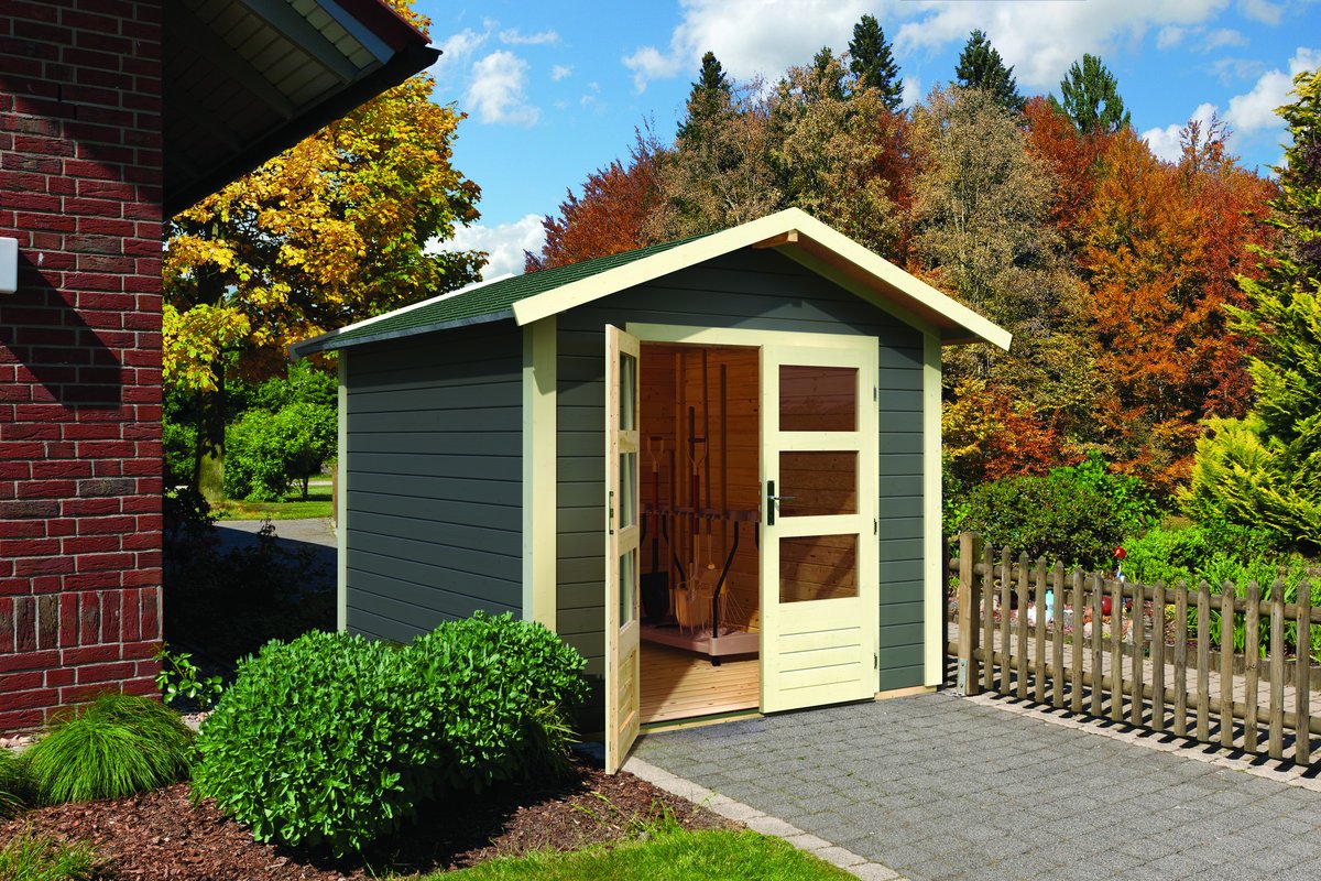 Gartenhaus Talkau 4 - 244x244 cm, 28 mm Holz terragrau, Karibu