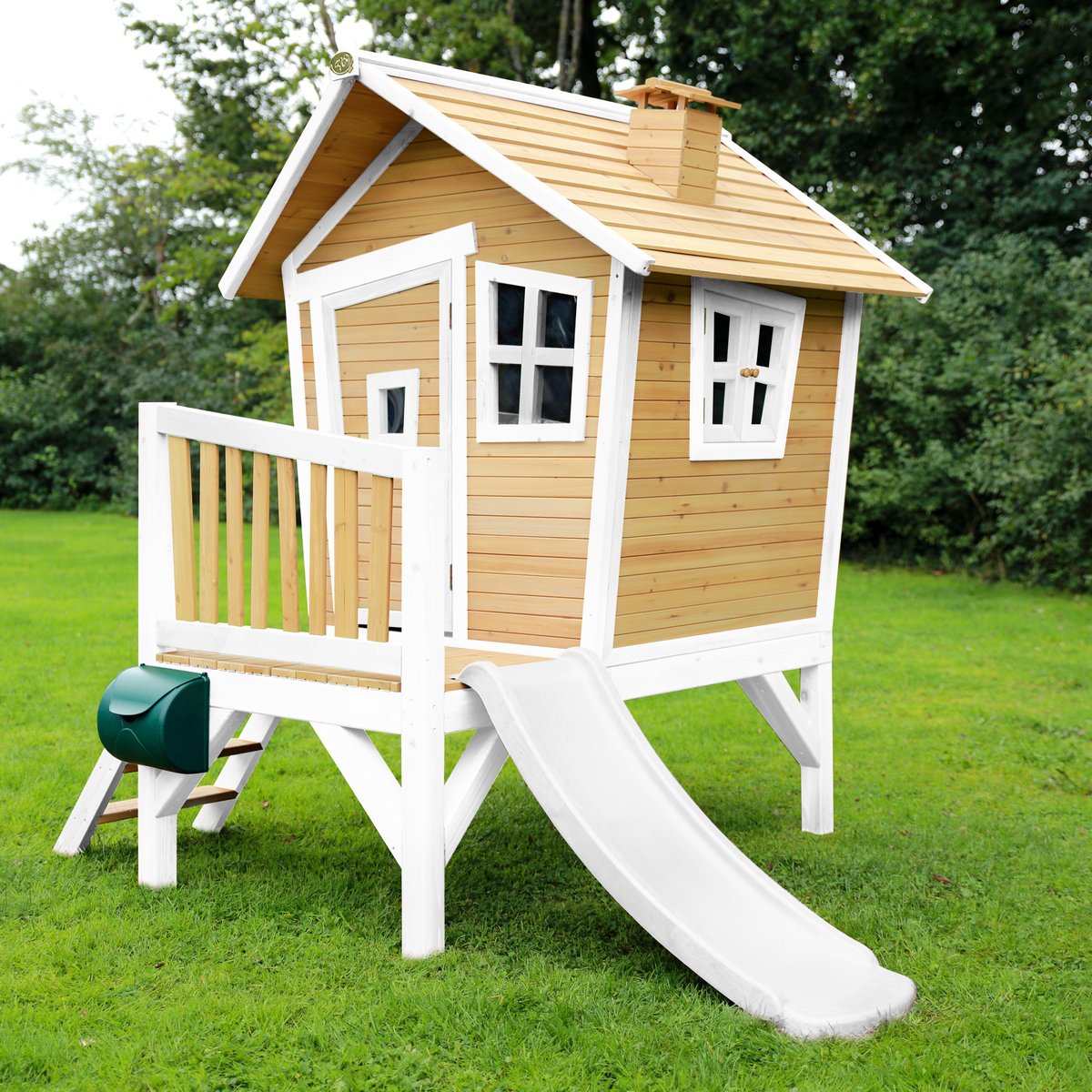 AXI Spielhaus Robin braun/weiß mit Rutsche weiß