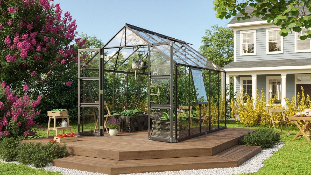 Vitavia Gewächshaus Olymp 8300 ESG3mm, schwarz