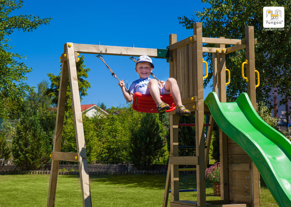 Fungoo Gartenspielplatz FUNNY 3 mit Sandkasten und Einzelschaukel, kdi