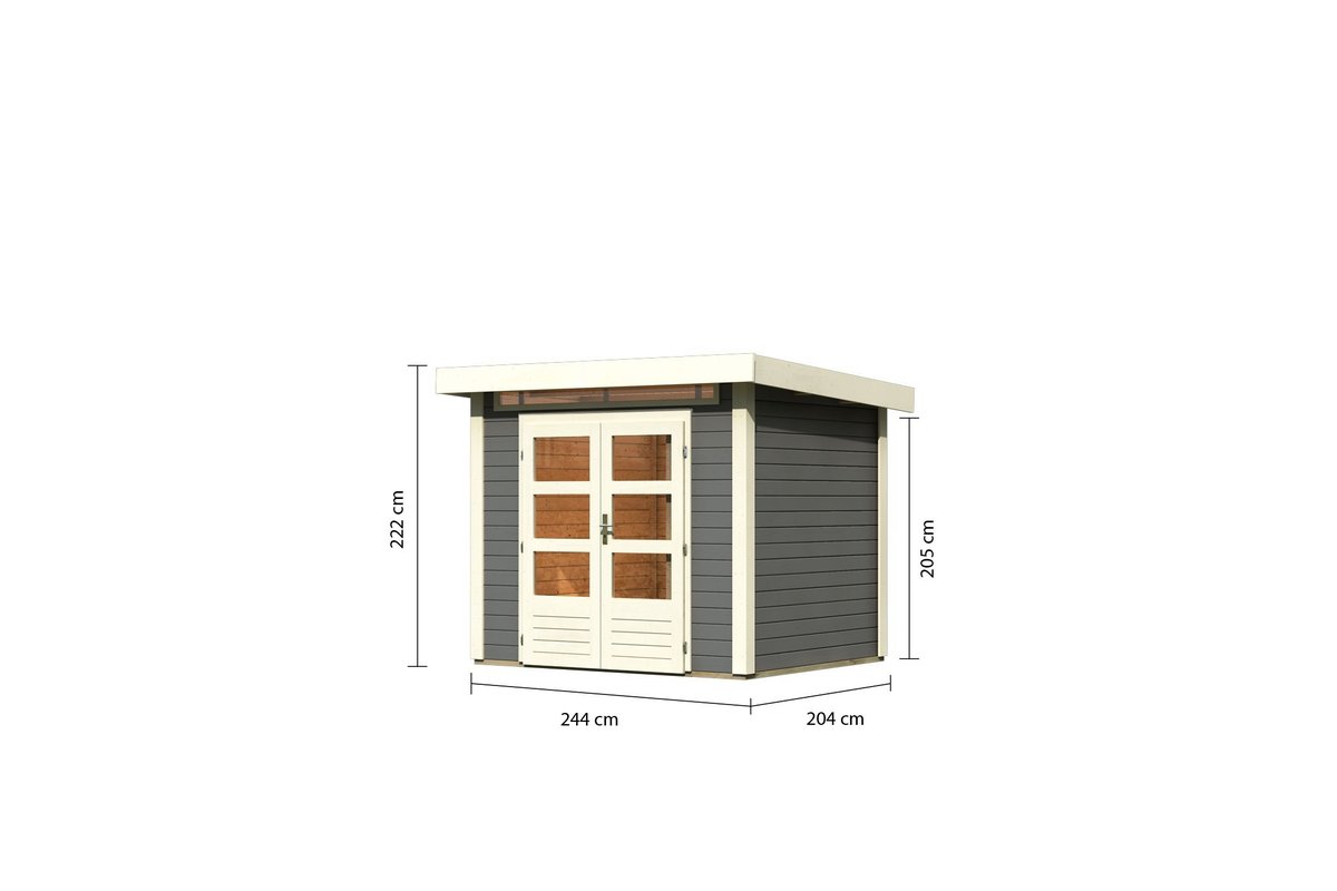 Gartenhaus Kandern 2  - 244x204 cm, 28 mm terragrau, Karibu