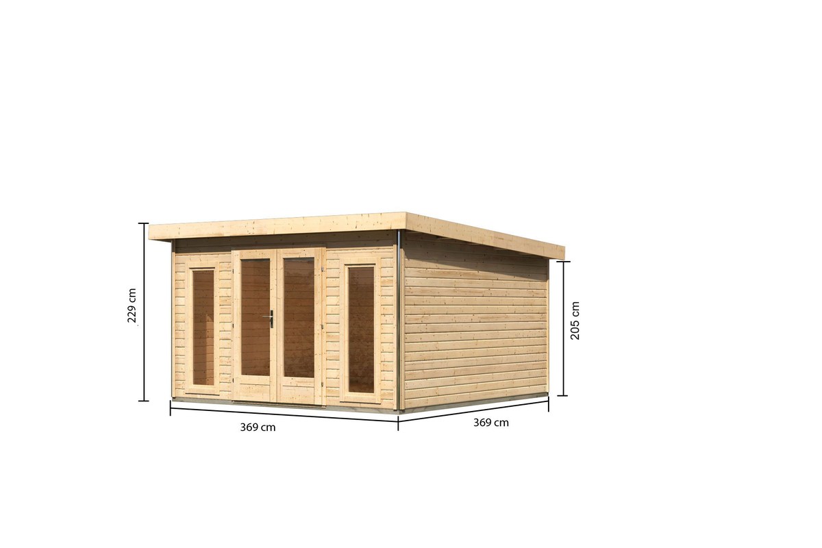 Gartenhaus Radeburg 3 - 369x369 cm, 40 mm Holz naturbelassen, Karibu