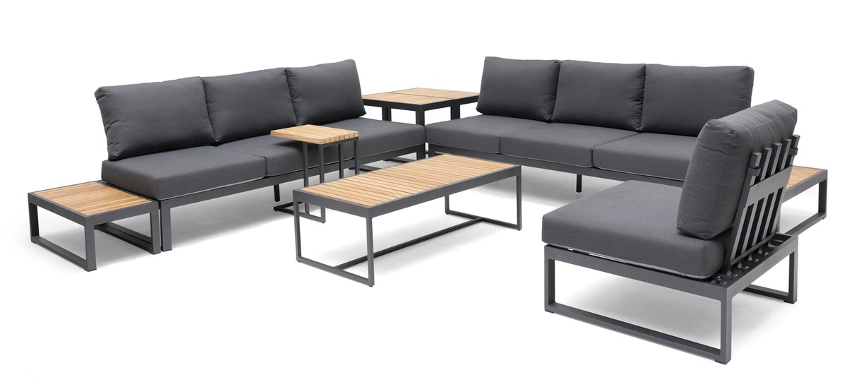 Oxelunda Lounge-Mittelmodul Alu charcoal inkl. Kissen grau