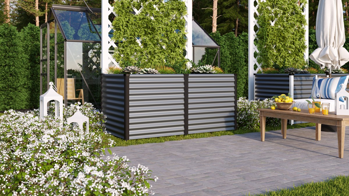 Vitavia Hochbeeet Linus 858, Zincalume granit/schwarz