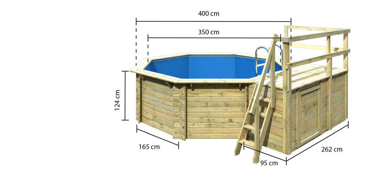 Karibu Pool Modell 1C Classic 400x480 cm, Holz kdi, Set mit Filter +Skimmer