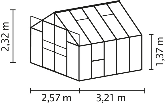 Vitavia Gewächshaus Meridian 2 6700 HKP 4mm, Alu eloxiert