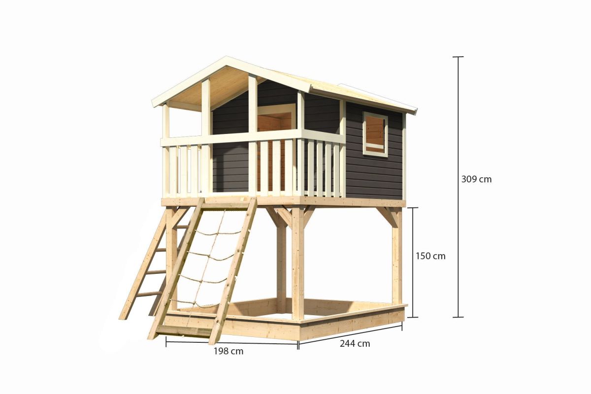 Stelzenhaus Benjamin terragrau mit Netzrampe