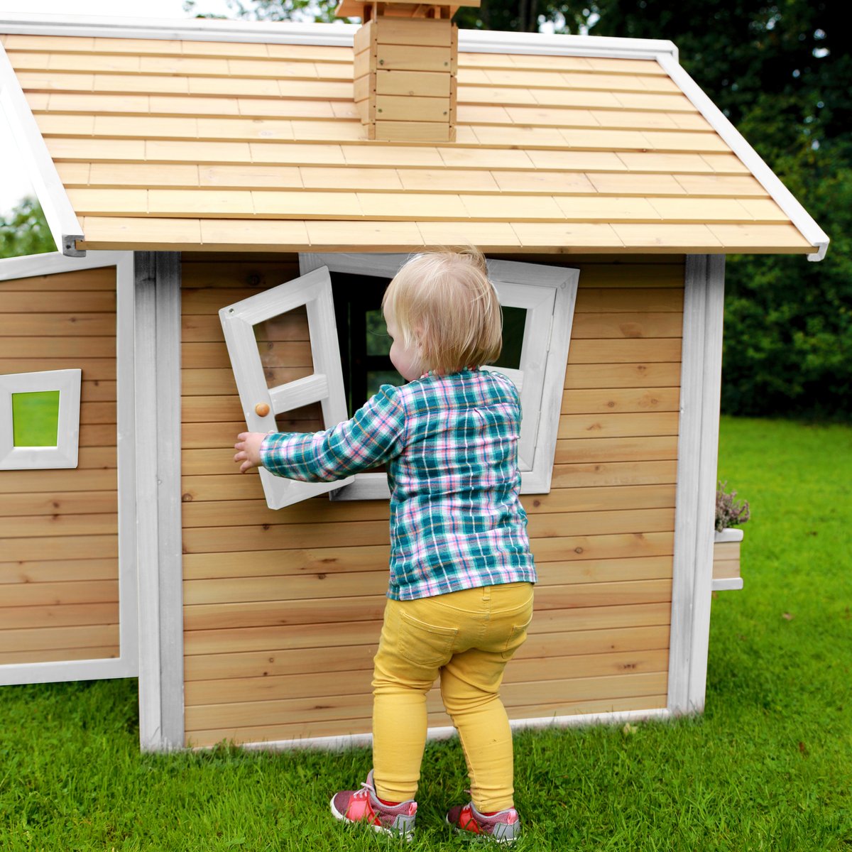 Kinderspielhaus Alice im Hexenhaus-Stil, braun/weiß