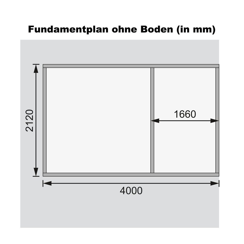 Mittelwandhaus Mühlentrup 1 - 404x217 cm, 19 mm Holz naturbelassen, Karibu