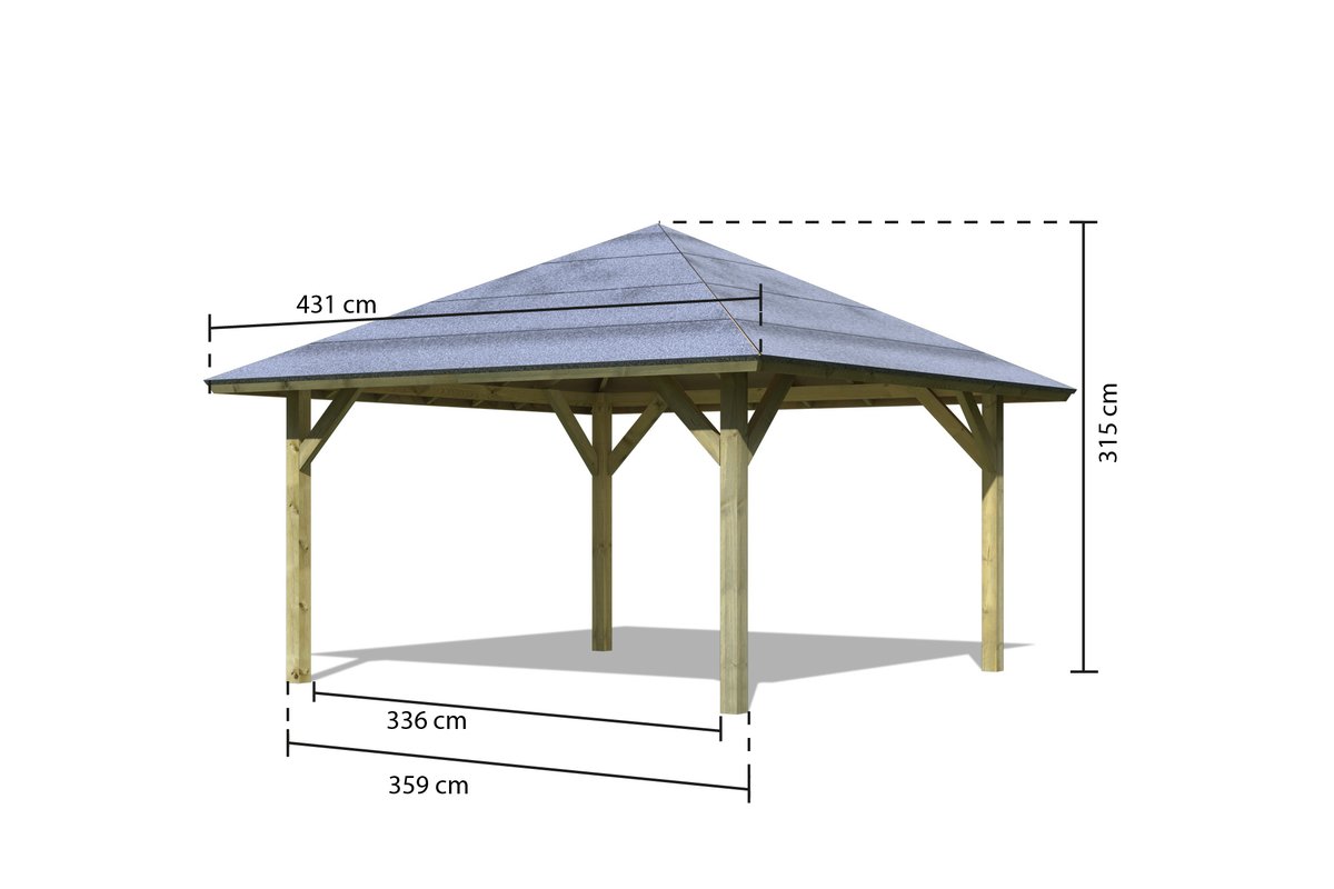 Pavillon-Carport Kirn 1 - 359x359 cm, CLASSIC kdi von Karibu