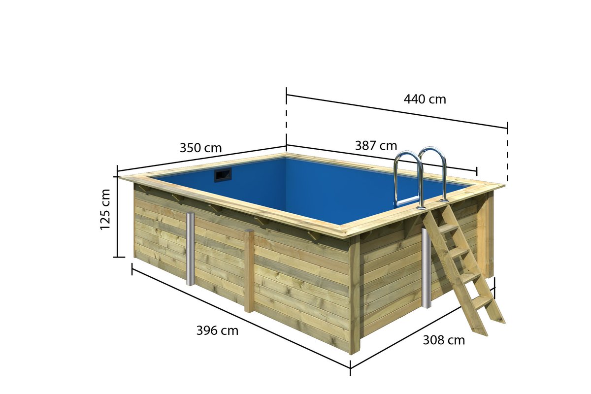 Karibu Rechteck-Pool 2, 353x440 cm, Holz kdi, Grundkörper