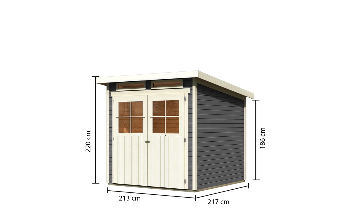 Gartenhaus Glücksburg 3 - 213x217 cm, 19 mm Holz terragrau, Karibu