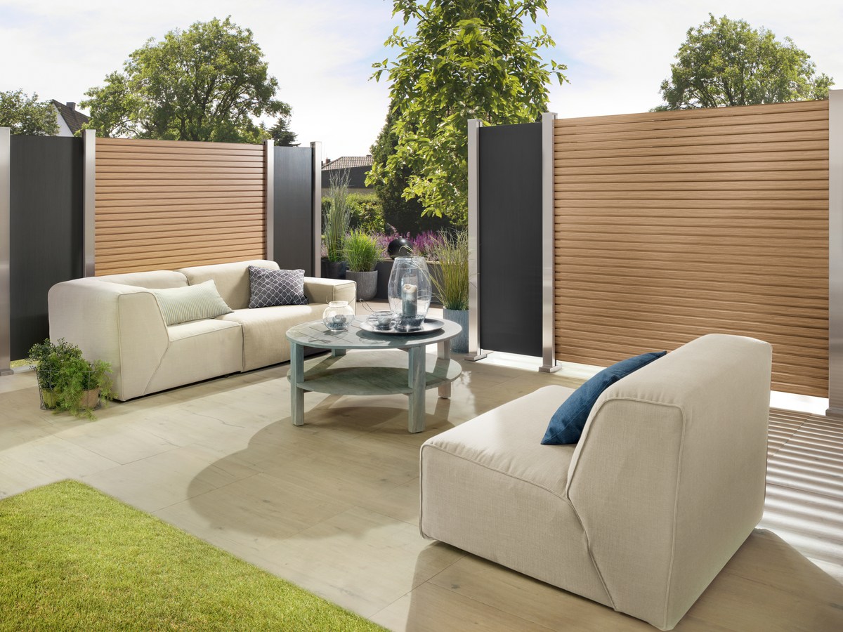 SYSTEM RHOMBUS Zaunfeld-Set 180x180 cm Lärche (Holzoptik), Aluminium-Rhombuszaun SYSTEM RHOMBUS Zaunfeld-Set 180x180 cm Lärche (Holzoptik), Aluminium-Rhombuszaun