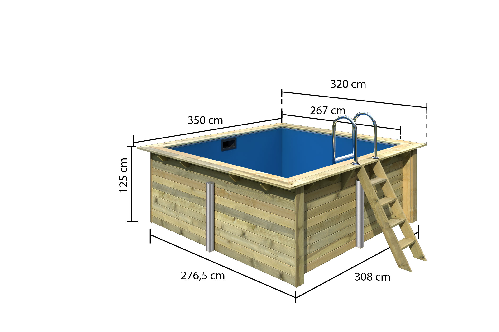 Karibu Rechteck-Pool 1, 353x320 cm, Holz kdi, Grundkörper
