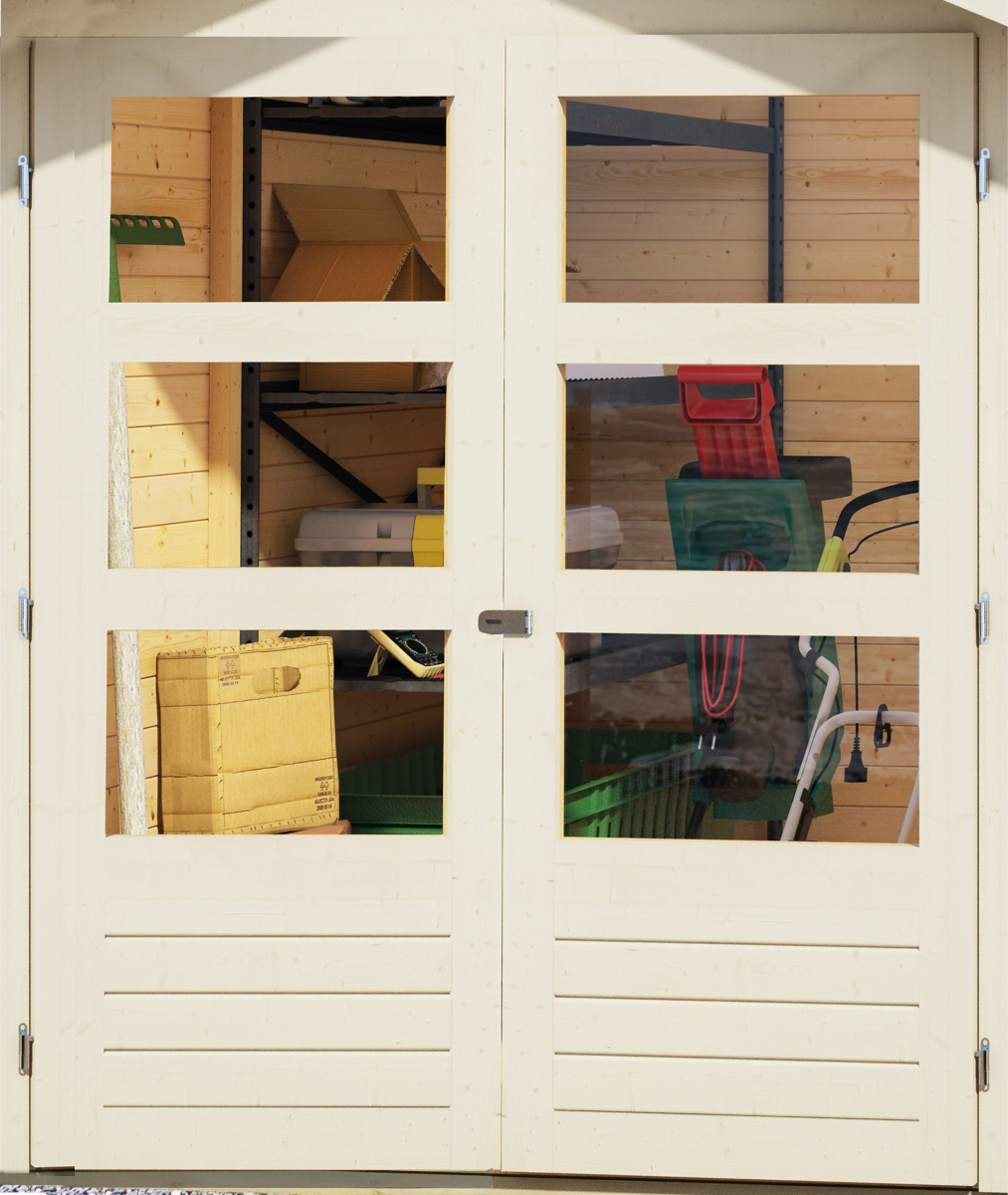 Gartenhaus Kerko 3 - 238 x 213 cm inkl. Anbaudach 2,40 m mit Rückwand, 19 mm Holz terragrau