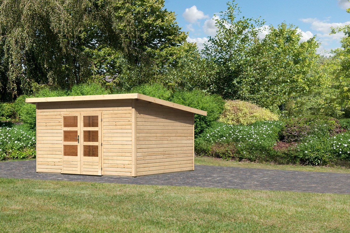 Gartenhaus Northeim 5 - 369x369 cm, 38 mm Holz naturbelassen, Karibu Gartenhaus Northeim 5 - 369x369 cm, 38 mm Holz naturbelassen, Karibu