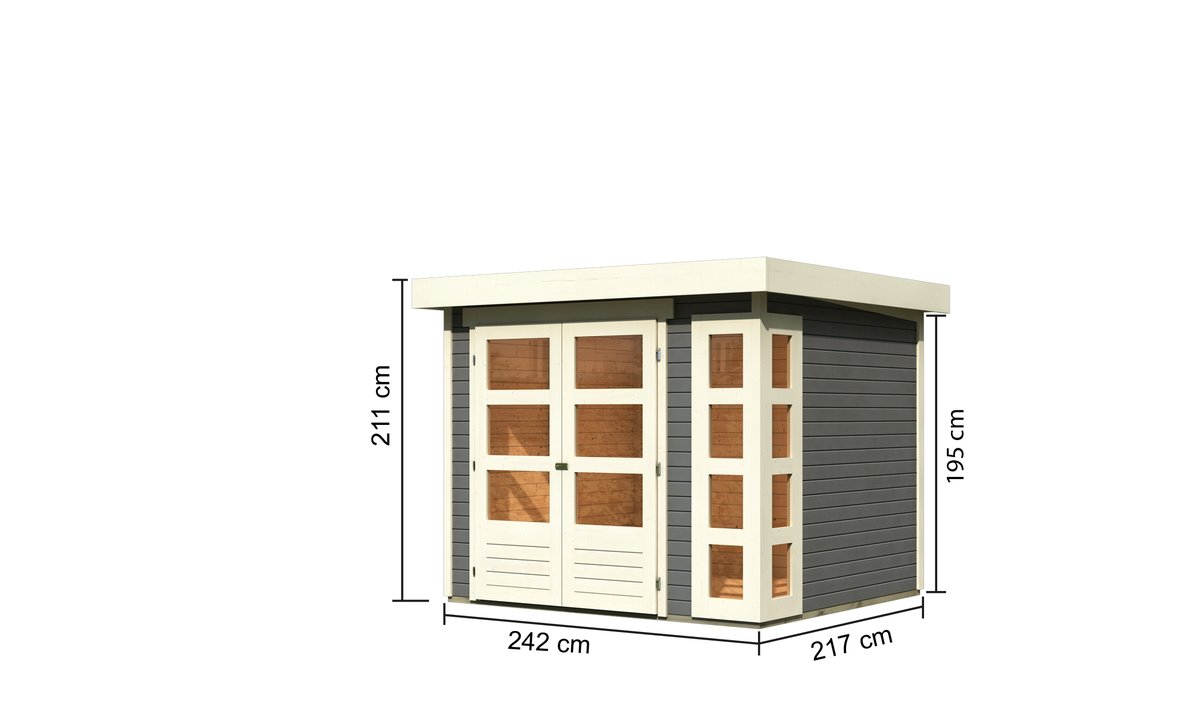 Gartenhaus Kerko 3 - 238 x 213 cm, 19 mm Holz terragrau, Karibu