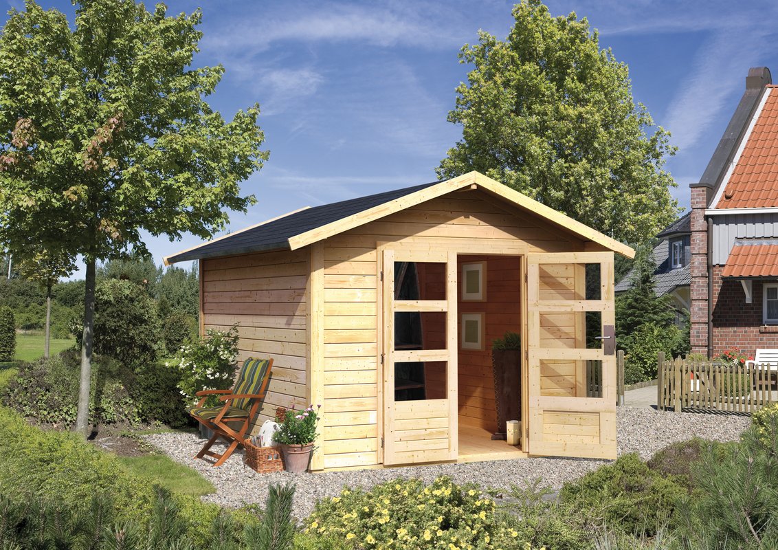 Gartenhaus Talkau 8 - 304x304 cm, 28 mm Holz naturbelassen, Karibu