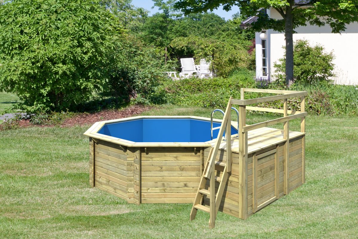 Karibu Pool Modell 1C Classic 400x480 cm, Holz kdi, Set mit Filter +Skimmer