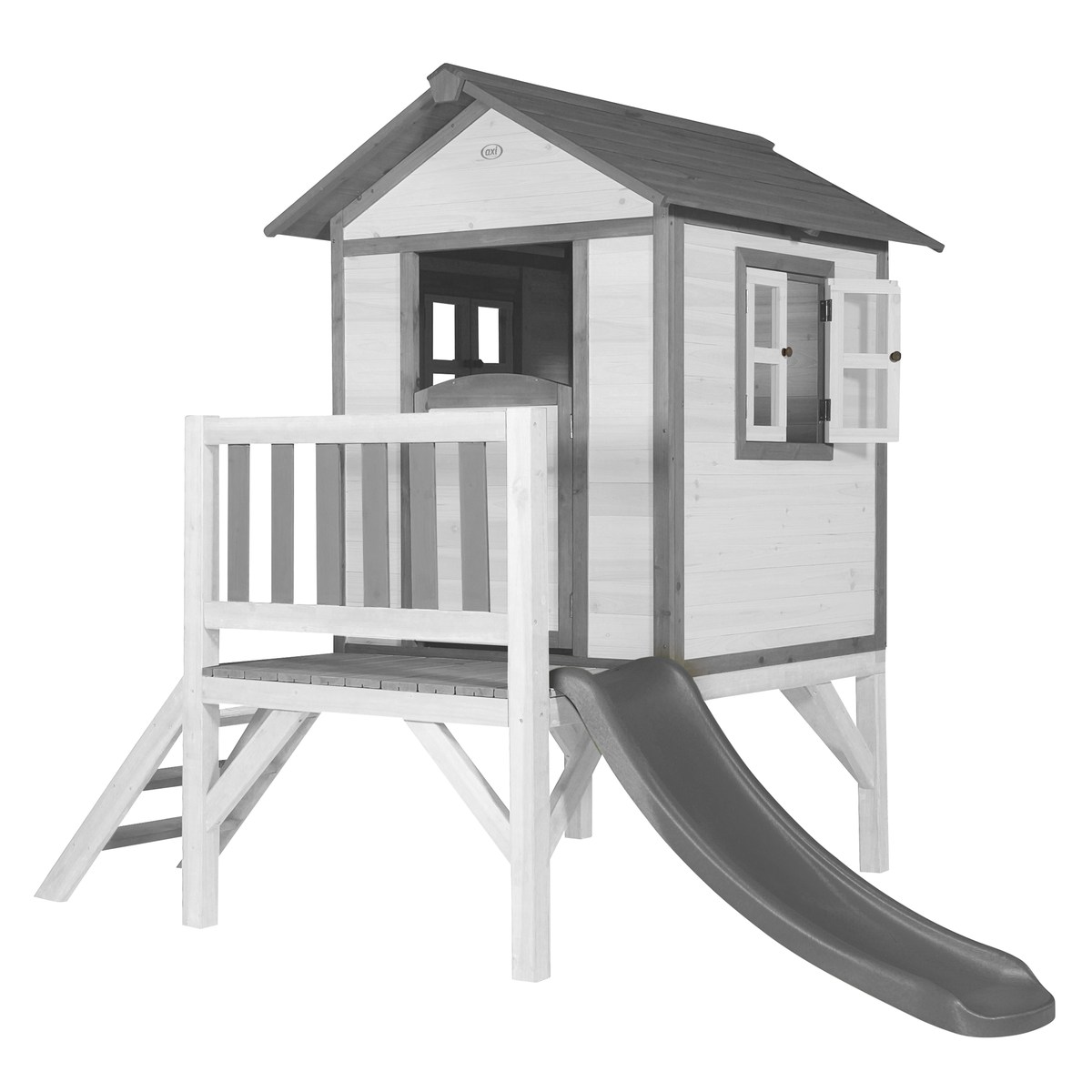 AXI Kinderspielhaus Lodge XL grau/weiß mit Rutsche grau