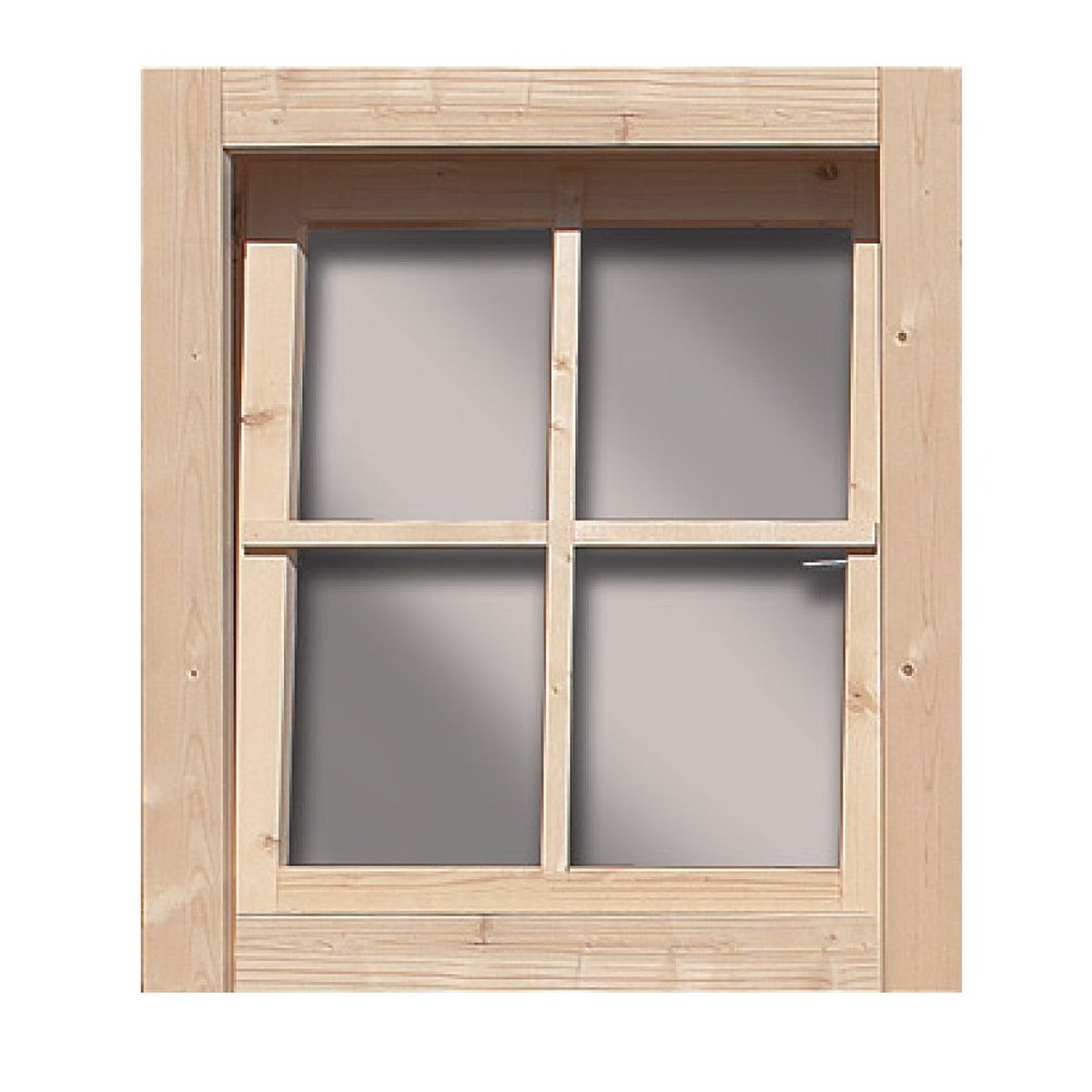 Dreh-/Kippfenster 69x80 cm naturbelassen mit Echtglas, zum Selbsteinbau in 38 mm Holzwand