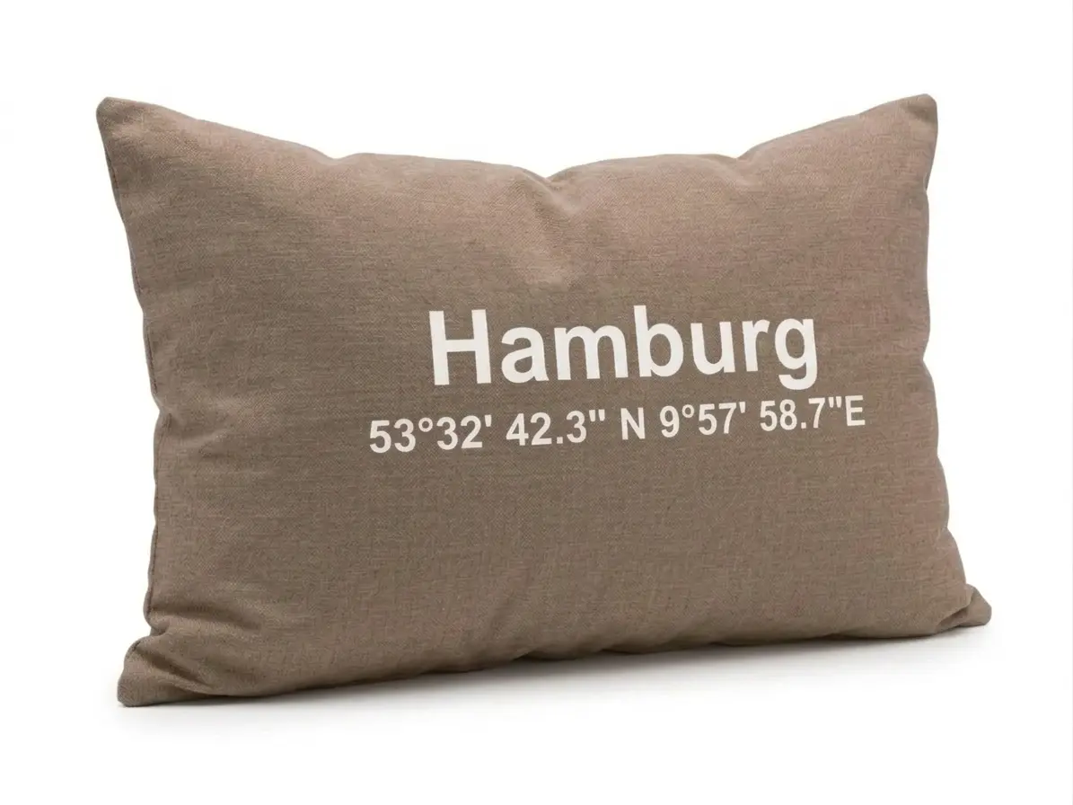 Großstadtliebe-Kissen "Hamburg", Outdoor-Kissen 30x50 cm Dessin coco braun