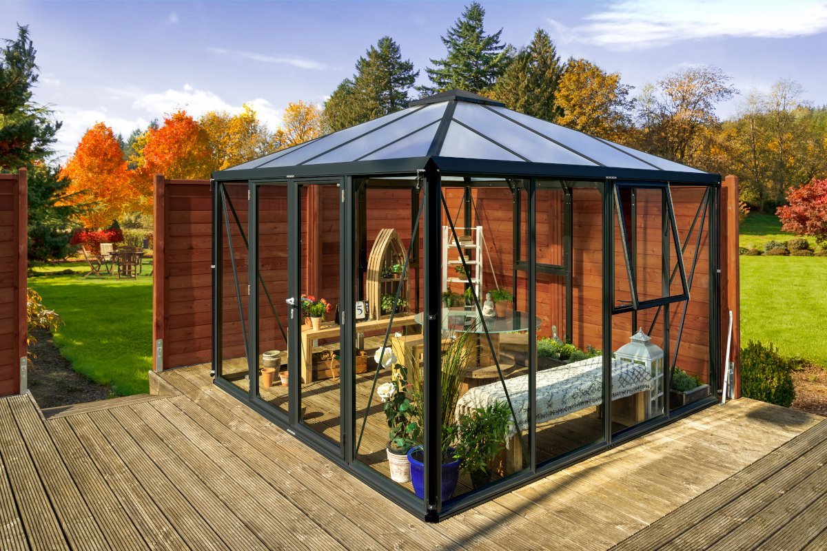 Vitavia Gewächshaus-Pavillon Fortuna ESG/HKP, schwarz - Größe: 10200