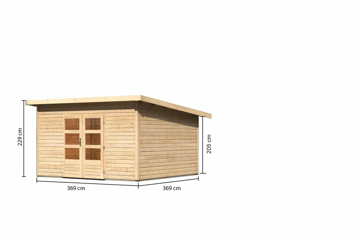 Gartenhaus Northeim 5 - 369x369 cm, 38 mm Holz naturbelassen, Karibu Gartenhaus Northeim 5 - 369x369 cm, 38 mm Holz naturbelassen, Karibu