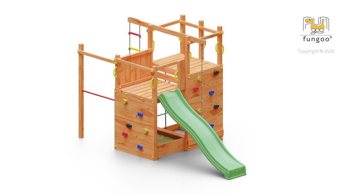 Fungoo Kletterturm CLIMBING STAR 2, teak-farben lasiert