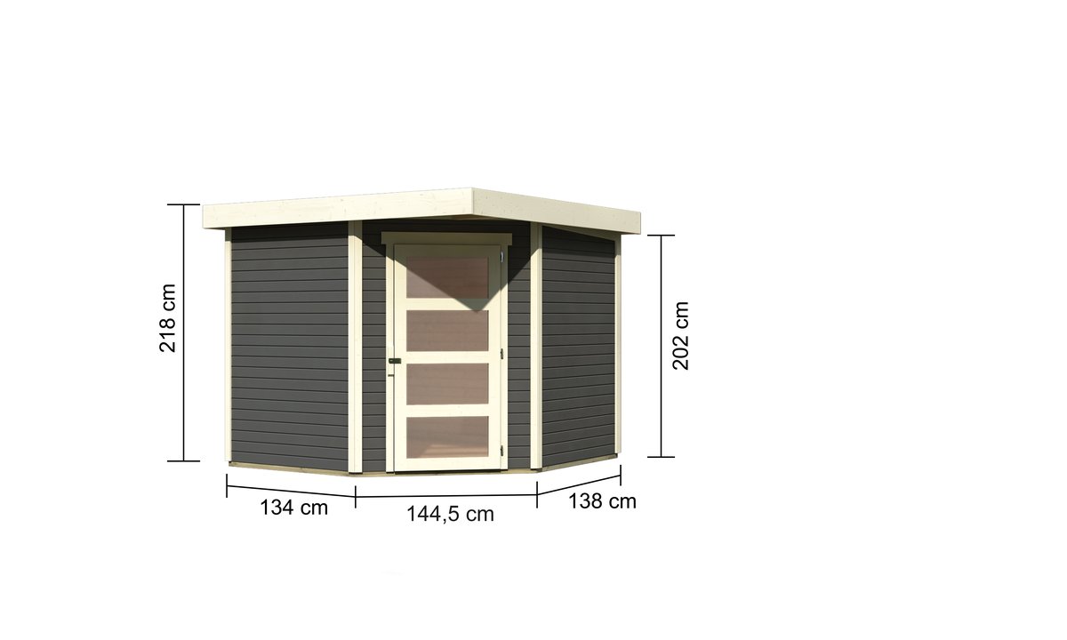 Gartenhaus Schwandorf 5, 242 x 246 cm, 19 mm Holz terragrau, Karibu