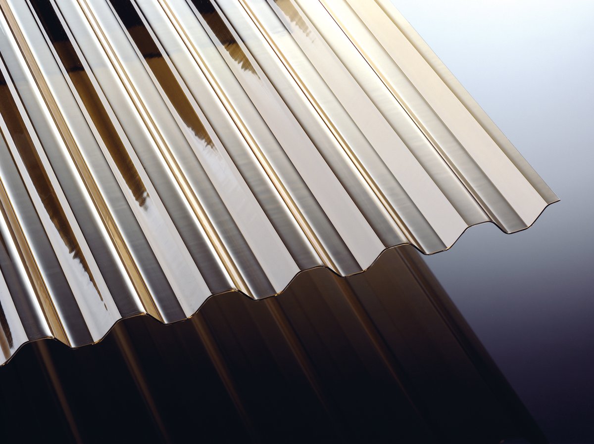 Lichtwellplatte TEJEMACRO Spundwand K 76/18, 1,0 mm Polycarbonat bronze, 1115x2000 mm