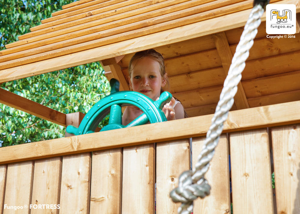 Fungoo Spielturmset FORTRESS SPIDER+, teak-farben lasiert