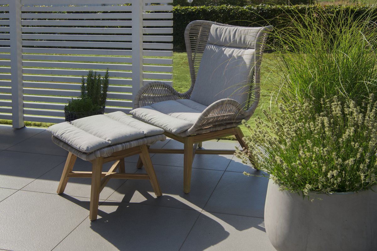 Himmelsnäs Relaxsessel Teak/Polyrattan-Geflecht beige, inkl. Auflage